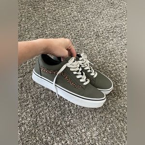 olive green cheetah vans